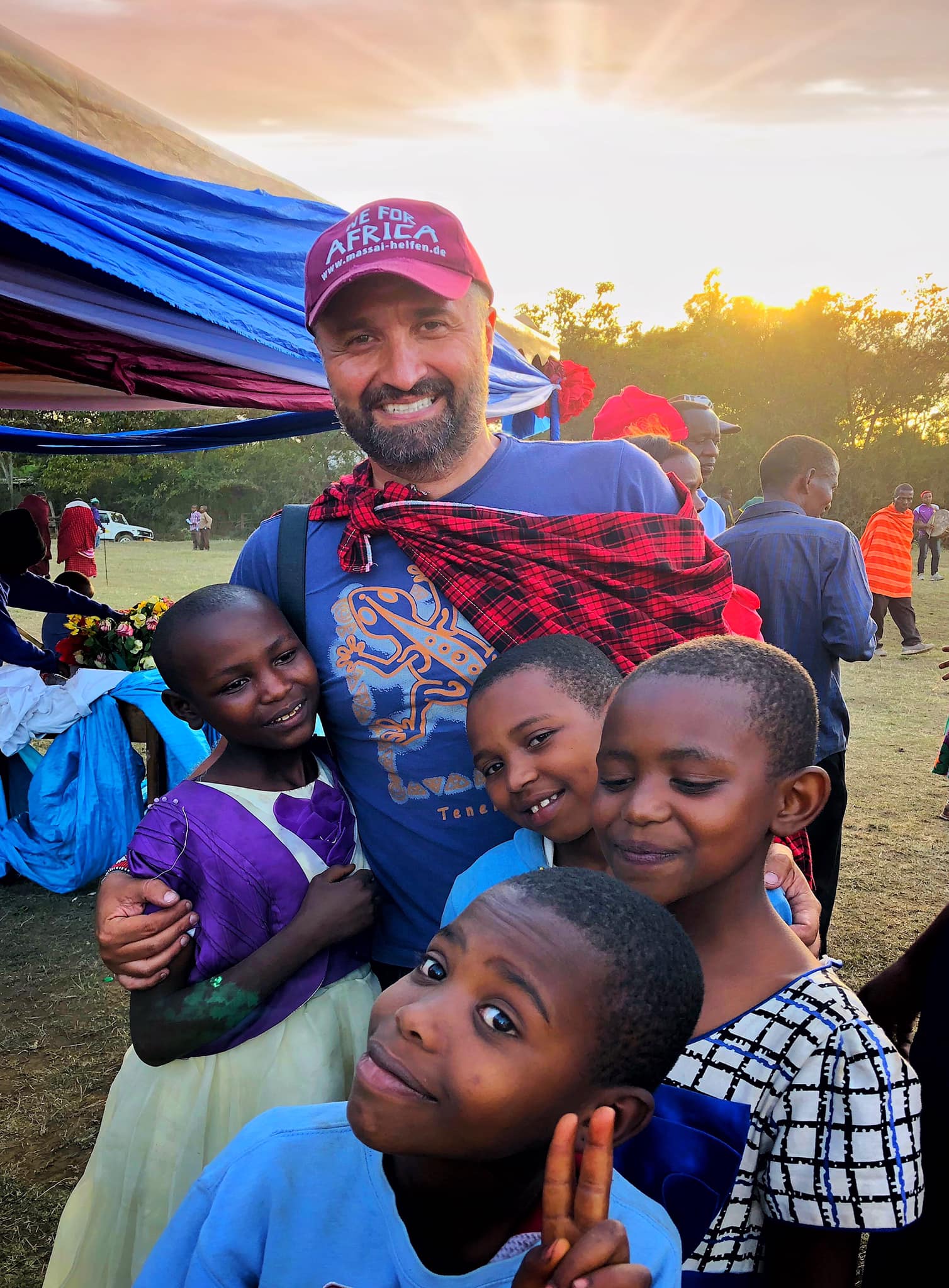 Uccrow with Maasai Children