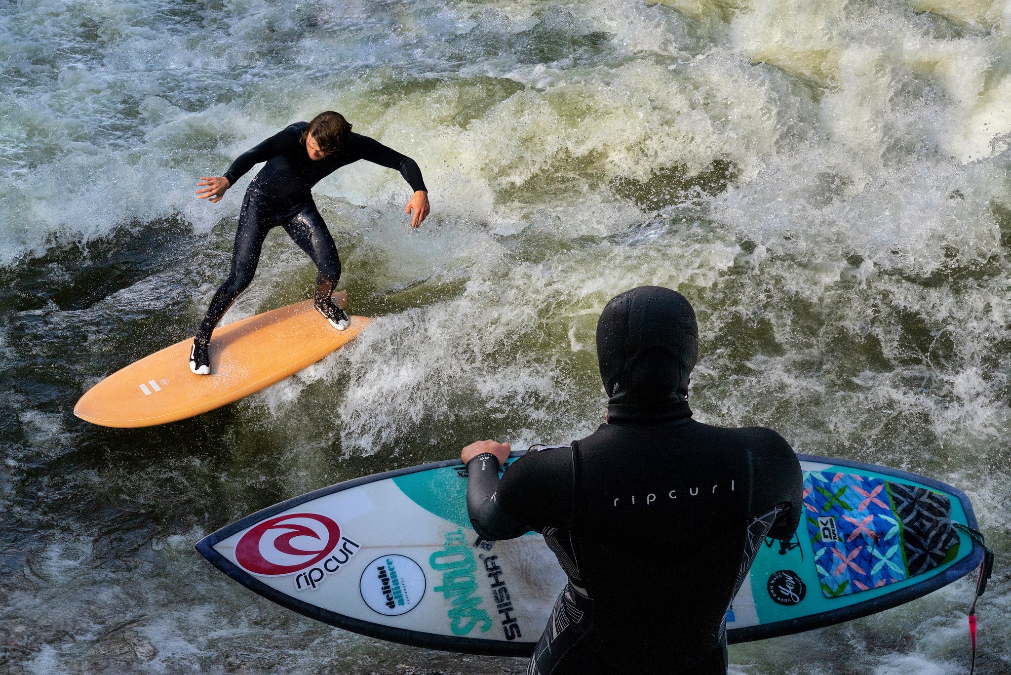 Eisbach river surfers
