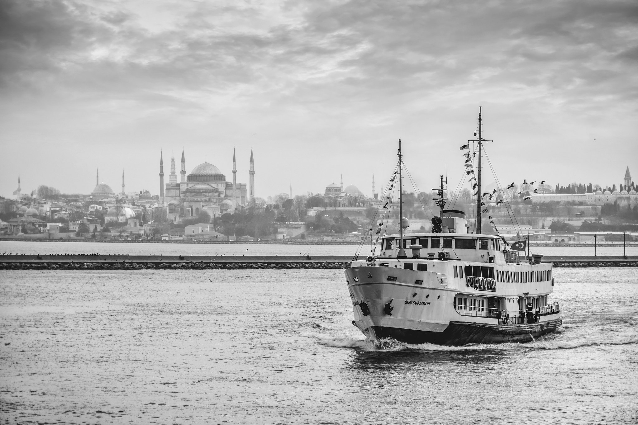 Istanbul ferry and Hagia Sophia
