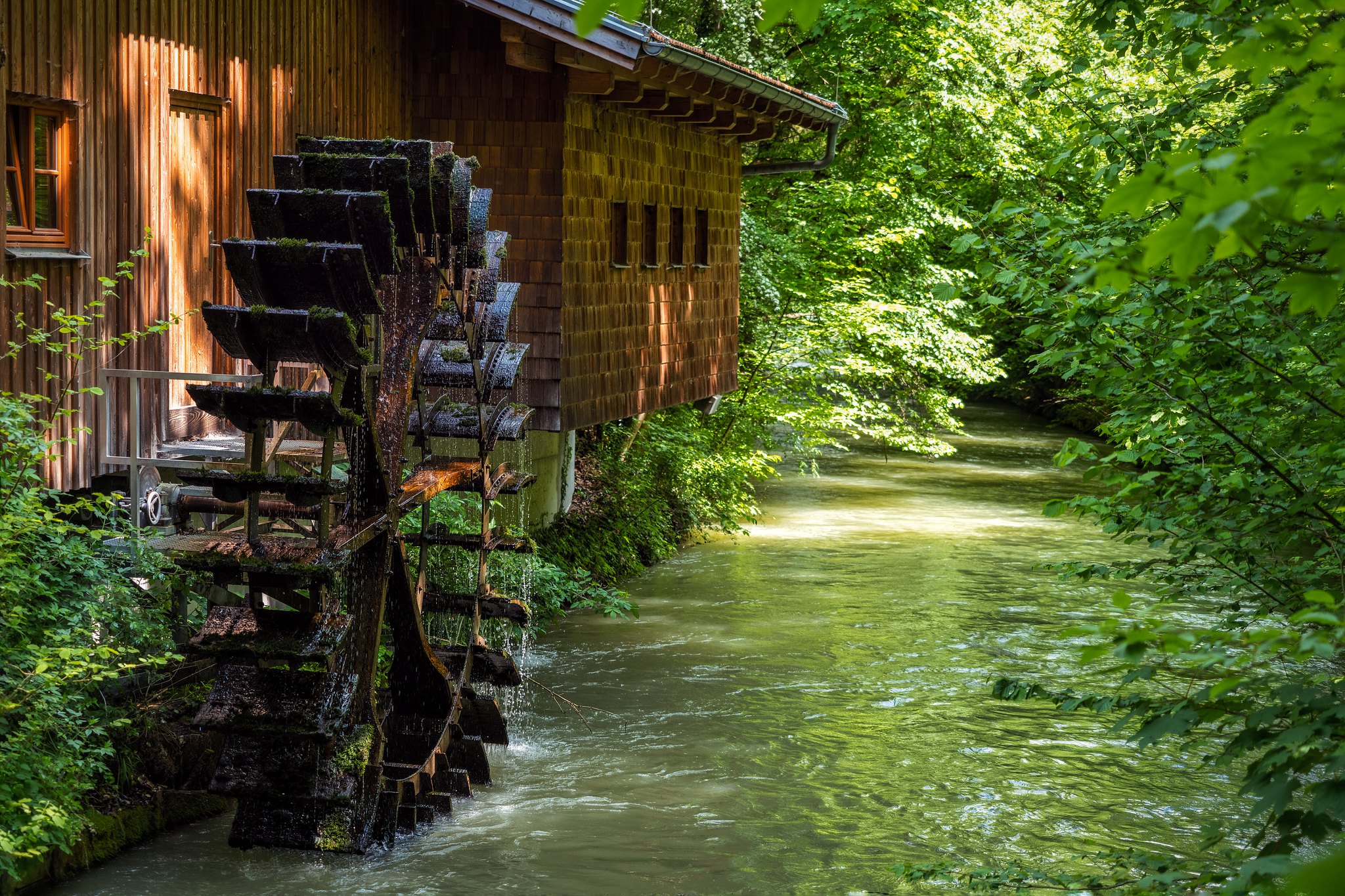 Water mill on Isar river of Munich..