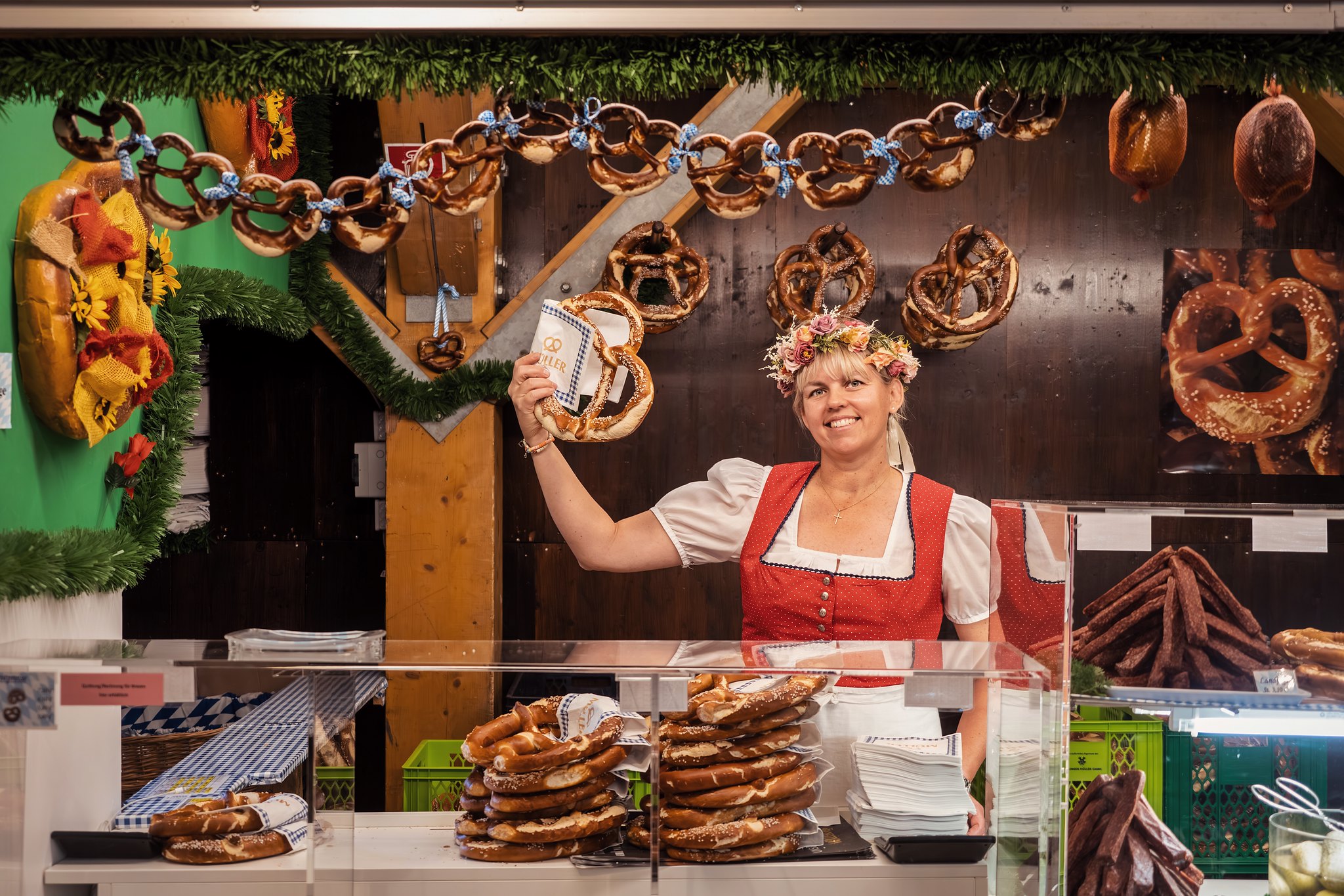 Pretzel girl in her dirndl